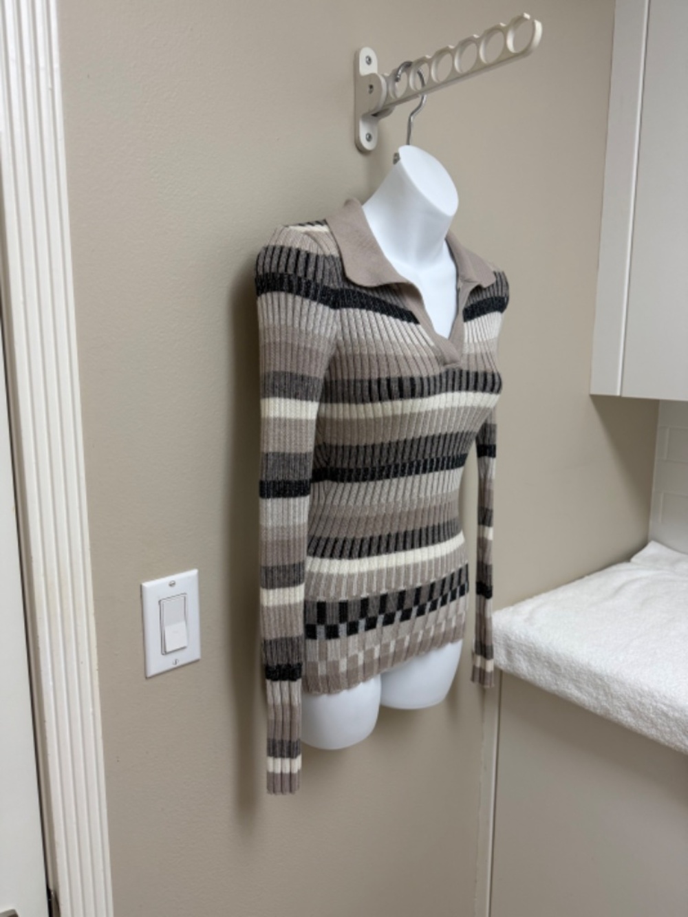 Women's Alp N Rock Luisa Polo Sweater Striped "Stone" Color Stretchy Sz XS $258 - Picture 5 of 14